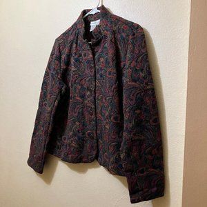Vintage Coldwater Creek Women's Paisley Boho Tapestry Blazer Jacket Size Medium